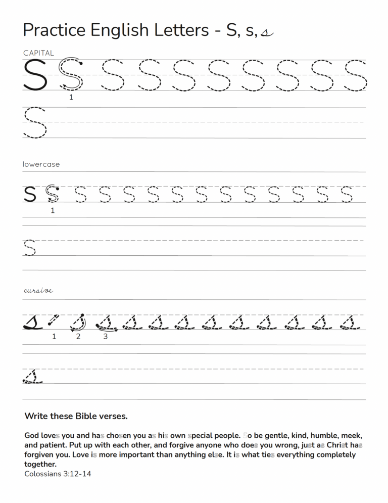 how to write the English letter S